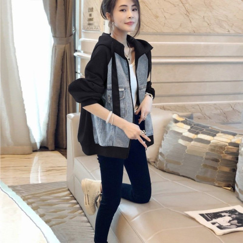 歐貨牛仔拼接連帽外套女小個子洋氣百搭棒球服秋季2023新款歐洲站 歐貨牛仔拼接連帽外套女小個子洋氣百搭棒球服秋季2023新款歐洲站
