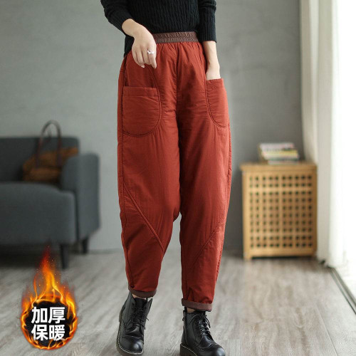 撿漏~日系原單夾棉哈倫褲女秋冬季高腰撞色加厚休閒外穿保暖棉褲 撿漏~日系原單夾棉哈倫褲女秋冬季高腰撞色加厚休閒外穿保暖棉褲
