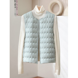 輕薄款羽絨馬甲女短款圓領2024年秋冬新款可變V領白鴨絨內膽背心