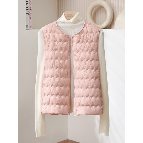 輕薄款羽絨馬甲女短款圓領2024年秋冬新款可變V領白鴨絨內膽背心