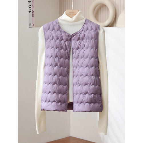 輕薄款羽絨馬甲女短款圓領2024年秋冬新款可變V領白鴨絨內膽背心