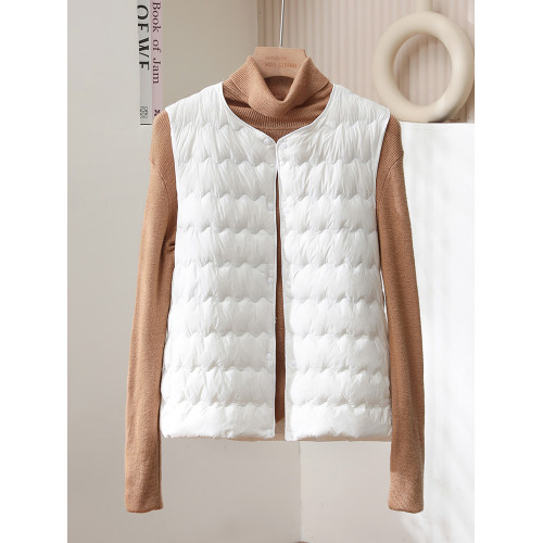 輕薄款羽絨馬甲女短款圓領2024年秋冬新款可變V領白鴨絨內膽背心