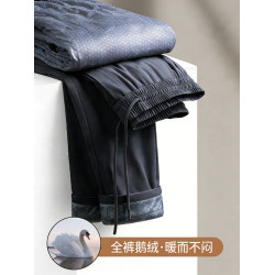 【鵞絨】羅矇男士保暖羽絨褲2025季新款加厚松緊腰外穿直筒褲男