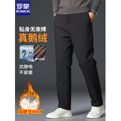 【鵞絨】羅矇男士保暖羽絨褲2025季新款加厚松緊腰外穿直筒褲男
