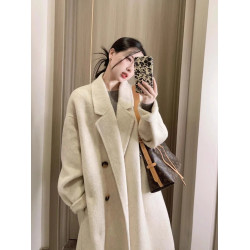 燕麥色羽絨服內膽雙排釦羊毛大衣2025秋冬新款今年流行毛呢外套女