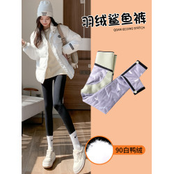 防風羽絨褲女外穿冬季2025新款加絨小腳鯊魚褲保暖加厚時尚棉褲冬