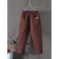 羽絨棉褲女外穿媽媽褲高腰防風加厚寬松顯瘦百搭直筒女士保暖棉褲