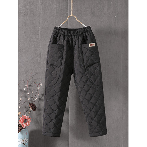 羽絨棉褲女外穿媽媽褲高腰防風加厚寬松顯瘦百搭直筒女士保暖棉褲 羽絨棉褲女外穿媽媽褲高腰防風加厚寬松顯瘦百搭直筒女士保暖棉褲