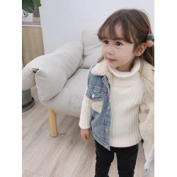 女.童加厚加絨牛仔馬甲2023秋冬新款兒1童百搭冬裝女寶寶韓版背心