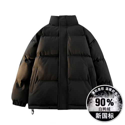 NASA羽絨服男純色大碼90白鴨絨外套加厚麵包服青年休閒保暖棉衣服