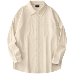 港風Cityboy 條紋燈芯絨長袖襯衫男女秋冬季日系復古慵懶風襯衣服