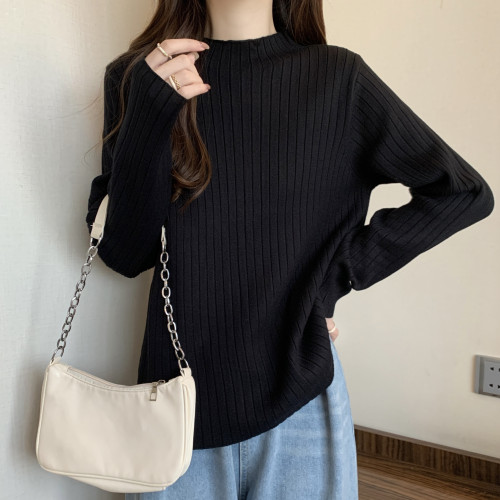 Cara CLUB大碼半高領長袖打底衫女早秋季顯瘦百搭內搭針織衫上衣