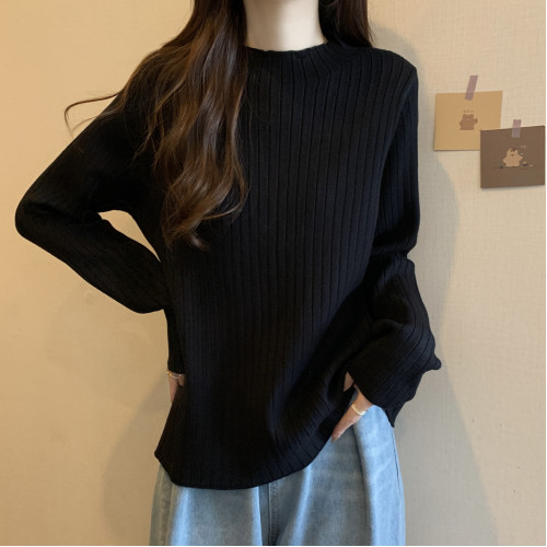 Cara CLUB大碼半高領長袖打底衫女早秋季顯瘦百搭內搭針織衫上衣