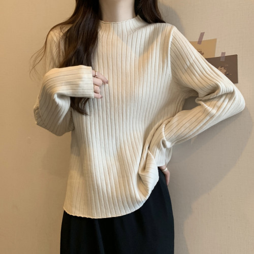 Cara CLUB大碼半高領長袖打底衫女早秋季顯瘦百搭內搭針織衫上衣