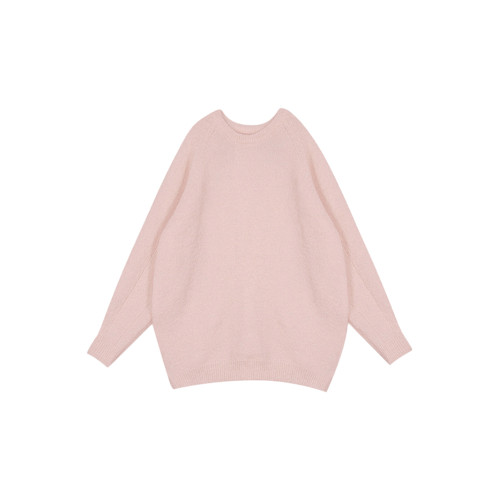 粉色溫柔風軟糯套頭針織衫女秋冬加厚中長款毛衣外穿嬭系甜酷上衣