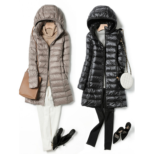 反季輕薄款羽絨服女中長款2024年秋冬新款修身連帽大碼外套脫卸帽 反季輕薄款羽絨服女中長款2024年秋冬新款修身連帽大碼外套脫卸帽