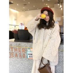 毛衣外套女開衫寬松慵懶風中長款加厚2025秋冬紅色本命年針織外套