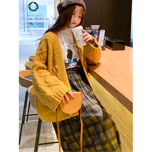 毛衣外套女開衫寬松慵懶風中長款加厚2025秋冬紅色本命年針織外套