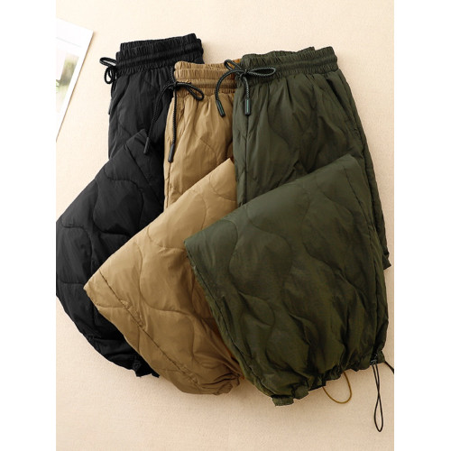 輕薄羽絨棉褲女冬季時尚洋氣防寒保暖抽繩燈籠褲休閒菱格長褲 輕薄羽絨棉褲女冬季時尚洋氣防寒保暖抽繩燈籠褲休閒菱格長褲