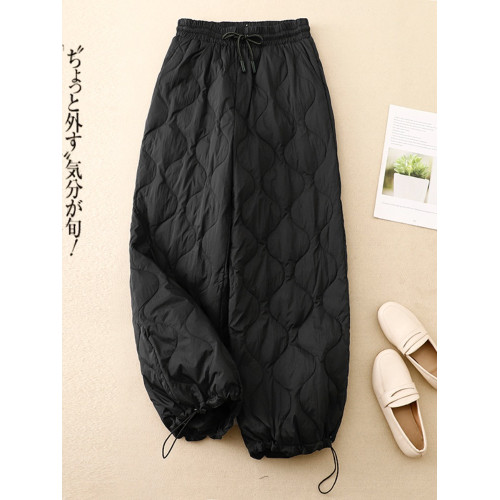 輕薄羽絨棉褲女冬季時尚洋氣防寒保暖抽繩燈籠褲休閒菱格長褲 輕薄羽絨棉褲女冬季時尚洋氣防寒保暖抽繩燈籠褲休閒菱格長褲