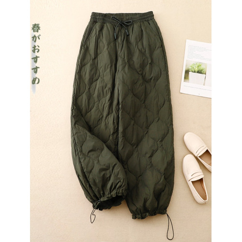 輕薄羽絨棉褲女冬季時尚洋氣防寒保暖抽繩燈籠褲休閒菱格長褲 輕薄羽絨棉褲女冬季時尚洋氣防寒保暖抽繩燈籠褲休閒菱格長褲