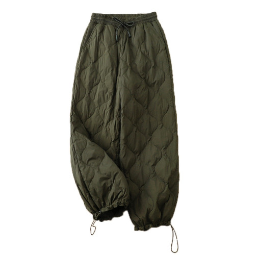 輕薄羽絨棉褲女冬季時尚洋氣防寒保暖抽繩燈籠褲休閒菱格長褲 輕薄羽絨棉褲女冬季時尚洋氣防寒保暖抽繩燈籠褲休閒菱格長褲