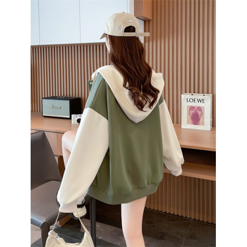 2025年秋季新款撞色拼接連帽開衫外套女韓版寬松高級感棒球服上衣 2025年秋季新款撞色拼接連帽開衫外套女韓版寬松高級感棒球服上衣