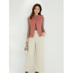 輕薄羽絨服馬甲女裝高級輕型羽絨可攜式背心(圓領V領兩穿馬甲)