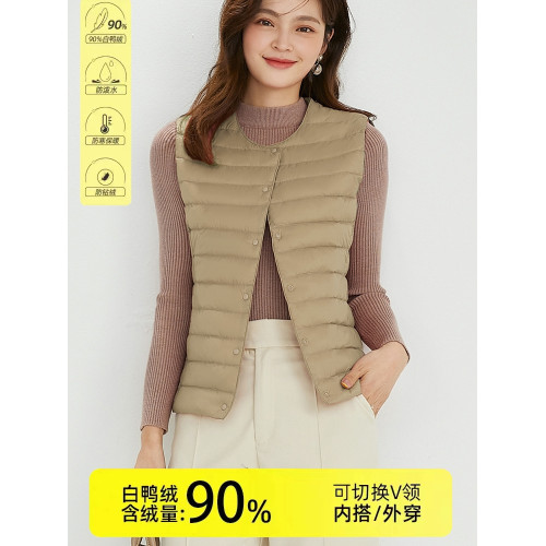 輕薄羽絨服馬甲女裝高級輕型羽絨可攜式背心(圓領V領兩穿馬甲) 輕薄羽絨服馬甲女裝高級輕型羽絨可攜式背心(圓領V領兩穿馬甲)