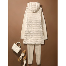 反季秋冬戴帽輕薄款羽絨馬甲女中長款修身大碼運動羽絨服內膽背心