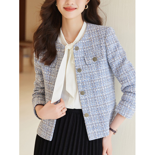 高級氣質冬季小香風毛呢外套高級感2025春秋新款女士短款粉色上衣 高級氣質冬季小香風毛呢外套高級感2025春秋新款女士短款粉色上衣