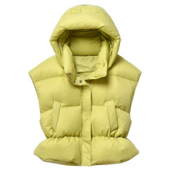 2025韓版東大門百搭加厚連帽羽絨馬甲女短款寬松保暖可脫卸帽背心