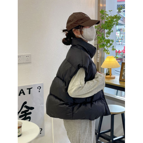 2025韓版東大門百搭加厚連帽羽絨馬甲女短款寬松保暖可脫卸帽背心 2025韓版東大門百搭加厚連帽羽絨馬甲女短款寬松保暖可脫卸帽背心