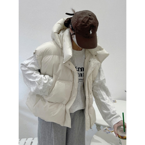 2025韓版東大門百搭加厚連帽羽絨馬甲女短款寬松保暖可脫卸帽背心 2025韓版東大門百搭加厚連帽羽絨馬甲女短款寬松保暖可脫卸帽背心