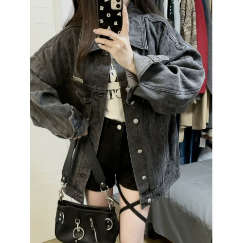 韓版復古時尚牛仔外套女寬松bf慵懶風2025春季小個子休閒夾克上衣 韓版復古時尚牛仔外套女寬松bf慵懶風2025春季小個子休閒夾克上衣