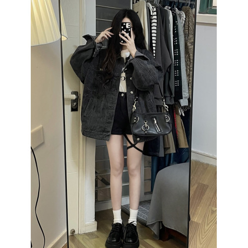 韓版復古時尚牛仔外套女寬松bf慵懶風2025春季小個子休閒夾克上衣 韓版復古時尚牛仔外套女寬松bf慵懶風2025春季小個子休閒夾克上衣