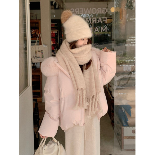 粉色羽絨服女冬季2025新款韓版寬松加厚保暖大毛領麵包服外套女款 粉色羽絨服女冬季2025新款韓版寬松加厚保暖大毛領麵包服外套女款