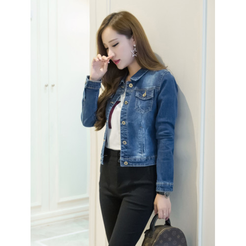 牛仔短外套女式春秋季2023年新款修身顯瘦小個子長袖夾克上衣薄款 牛仔短外套女式春秋季2023年新款修身顯瘦小個子長袖夾克上衣薄款