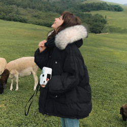 短款羽絨服女冬季韓版寬松潮ins大毛領冬裝加厚外套女2025年新款