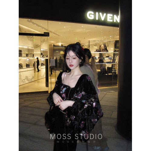 MOSS STUDIO【海棠綴雪】新中式重工珠綉100%桑蠶絲羽絨服外套女