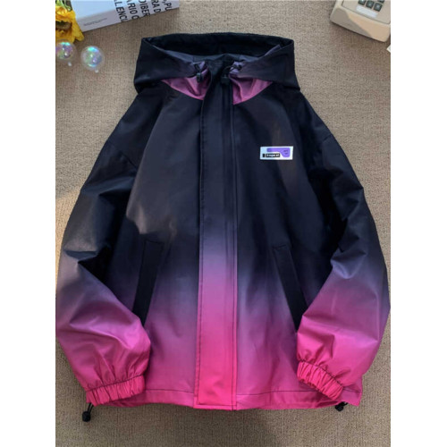 紥染漸變色連帽沖鋒衣夾克女加肥大碼胖MM寬松百搭休閒棒球服外套 紥染漸變色連帽沖鋒衣夾克女加肥大碼胖MM寬松百搭休閒棒球服外套