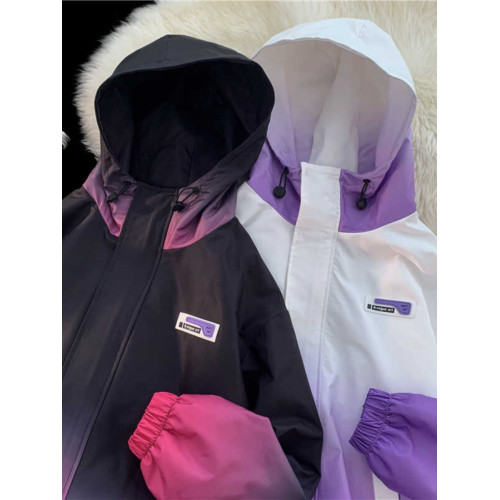 紥染漸變色連帽沖鋒衣夾克女加肥大碼胖MM寬松百搭休閒棒球服外套 紥染漸變色連帽沖鋒衣夾克女加肥大碼胖MM寬松百搭休閒棒球服外套