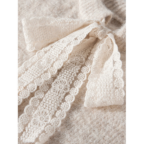 那些事衣櫥法式溫柔風蕾絲系帶氣質毛衣女秋冬復古百搭毛針織上衣