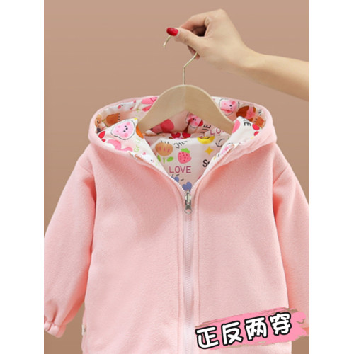 女小童洋氣春秋冬加絨外套2025新款女寶寶風衣百搭雙面穿連帽上衣 女小童洋氣春秋冬加絨外套2025新款女寶寶風衣百搭雙面穿連帽上衣