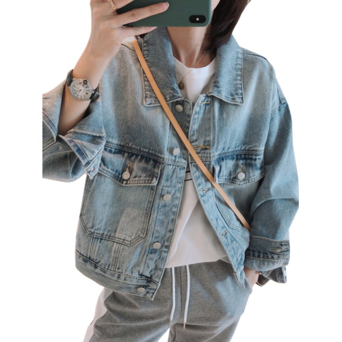 韓版秋季高級顯瘦小個子高級感溫柔風牛仔外套百搭寬松輕奢女裝潮 韓版秋季高級顯瘦小個子高級感溫柔風牛仔外套百搭寬松輕奢女裝潮