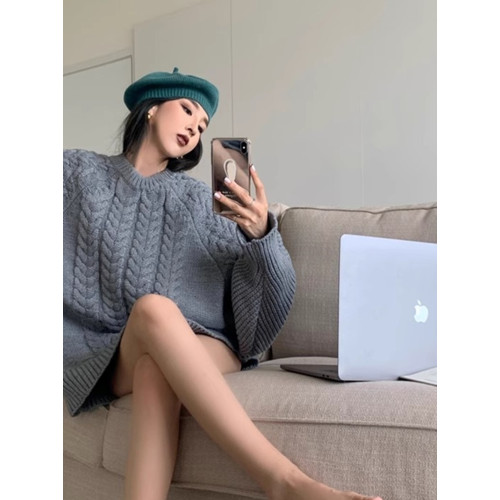 慵懶風奶fufu中長款白色麻花毛衣女秋冬軟糯高級感套頭針織衫加厚 慵懶風奶fufu中長款白色麻花毛衣女秋冬軟糯高級感套頭針織衫加厚