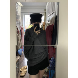 韓系不規則高領毛衣女秋冬2025新款松弛感慵懶風蝙蝠袖針織衫上衣