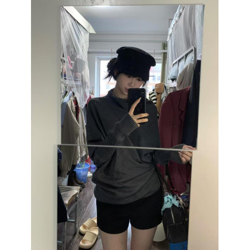 韓系不規則高領毛衣女秋冬2025新款松弛感慵懶風蝙蝠袖針織衫上衣