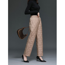 冬季羽絨棉褲加厚中老年寬松外穿顯瘦高腰百搭直筒媽媽褲棉褲女