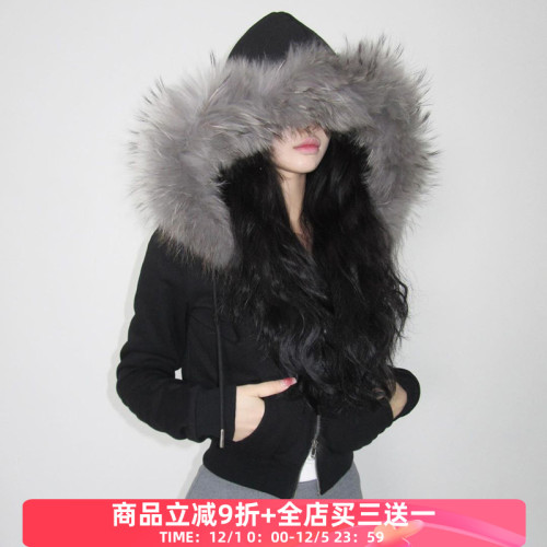 FabGirls 冬日古早雙拉頭毛毛連帽衛衣外套 小衆百搭顯瘦休閒上衣 FabGirls 冬日古早雙拉頭毛毛連帽衛衣外套 小衆百搭顯瘦休閒上衣